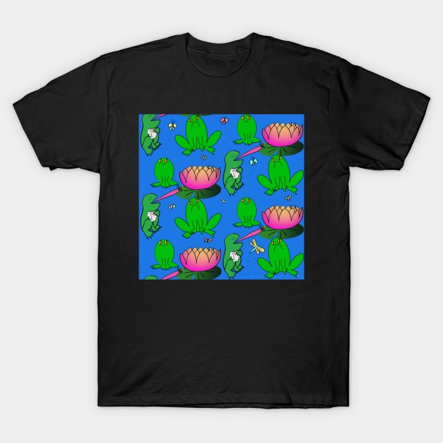 The Dumbest Lads Frogs in a Pond Having A Snack in Sky Blue T-Shirt by JamieWetzel